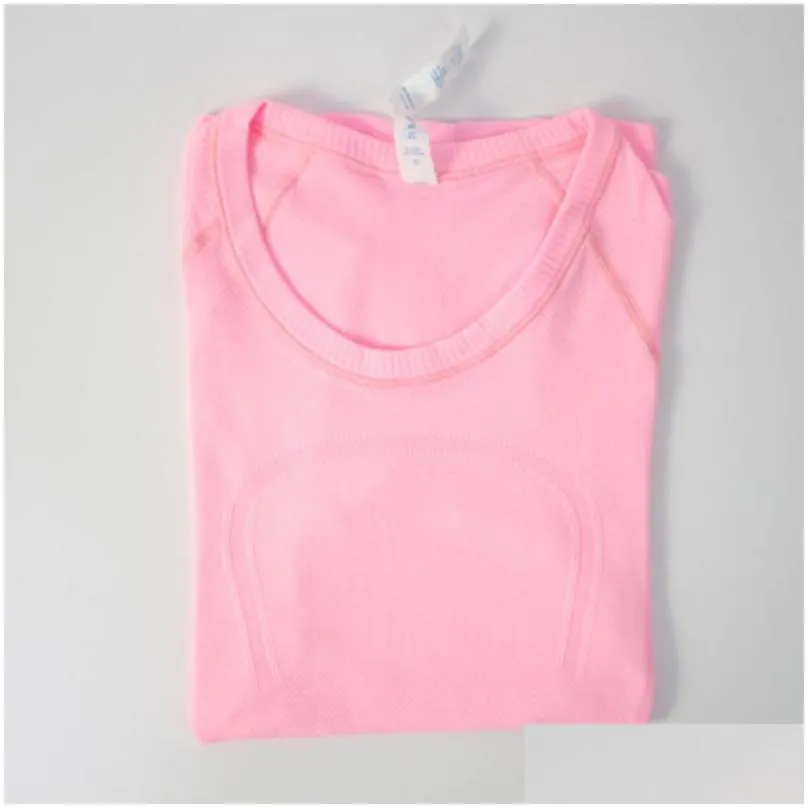 Lu-088 Women`s Yoga T-Shirts High-Elastic Breathable Running Top Quick Drying Seamless Short Sleeve Sport-Cycling Gym Wear Women