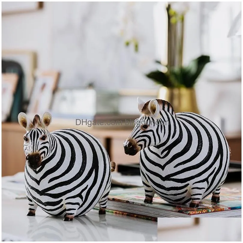 Decorative Objects & Figurines Decorative Objects Figurines Nordic Creative Zebra Small Ornaments Home Living Room Bookcase Resin Deco Dhglb