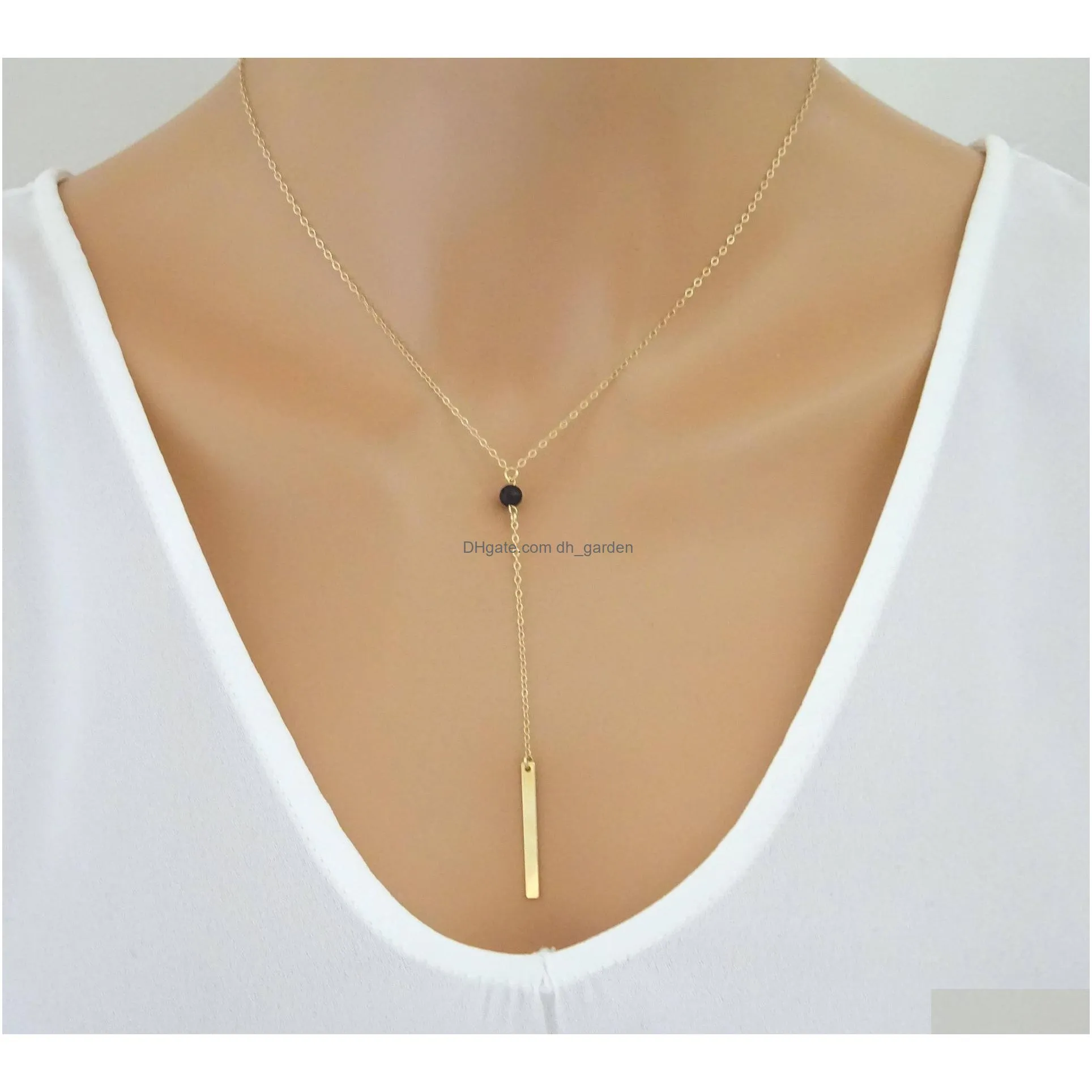 Pendant Necklaces Mixed Styles Sier Gold Plated Lava Stone Necklace Aromatherapy Essential Oil Diffuser For Women Jewelry Dr Dhgarden Dhdew