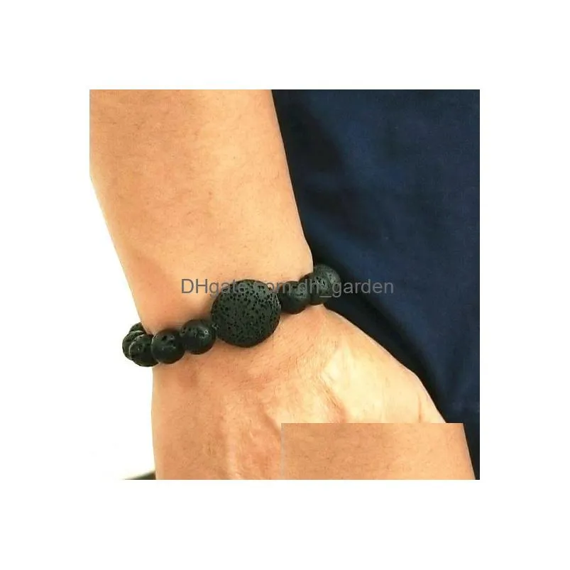 Charm Bracelets 10Mm Black Lava Stone Bracelet Diy Colourf Volcanic Aromatherapy Essential Oil Diffuser For Women Men Jewelr Dhgarden Dhnoa