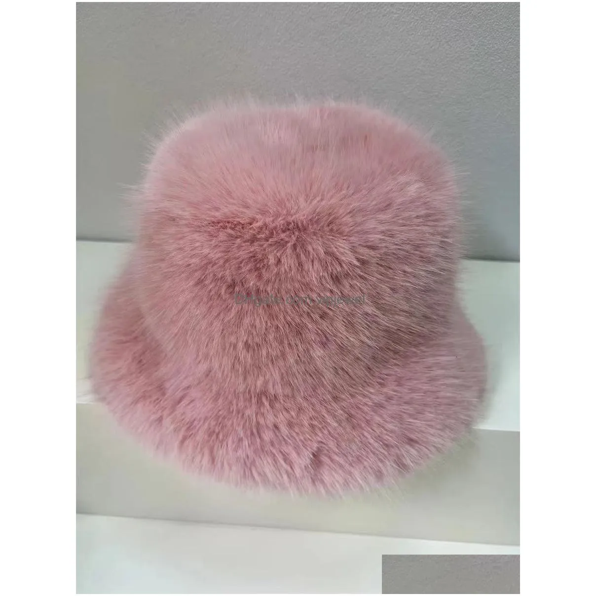 ball caps big fluffy faux fur bucket hat for women luxury plush fishermans hat warm winter fisherman hat colorful and gorgeous hat