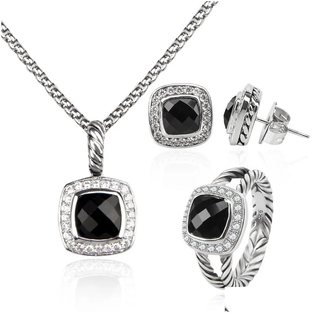 Bracelet, Earrings & Necklace Earrings Ring Jewelry Set Diamonds Pendant And Earring Luxury Drop Delivery Jewelry Jewelry Sets Dhguz