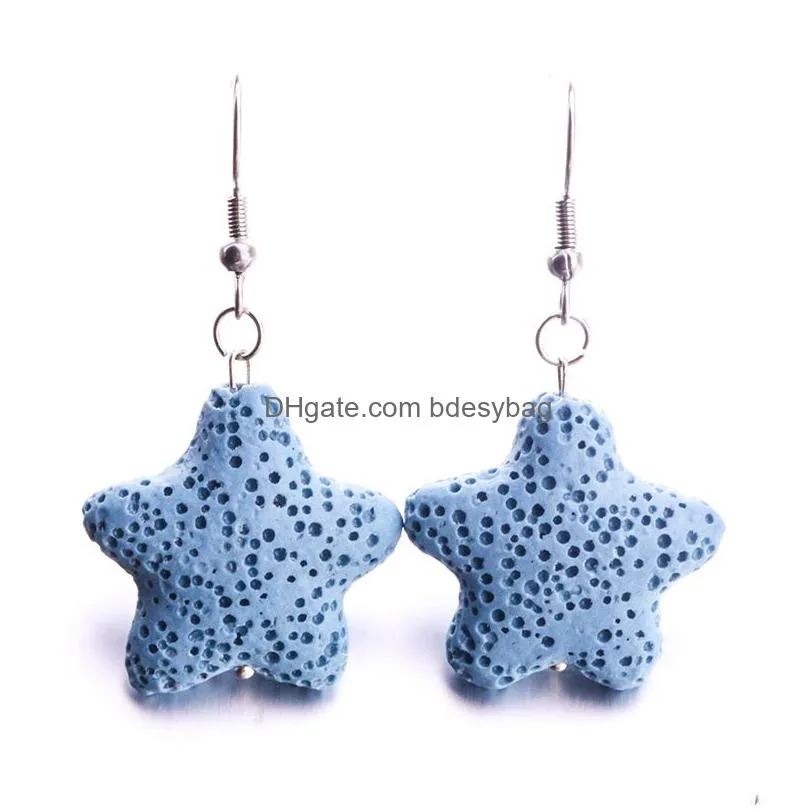 Dangle & Chandelier 11Colors Starfish Lava Stone Earrings Diy Aromatherapy Essential Oil Diffuser Dangle Earings Jewelry For Drop Deli Dhunr