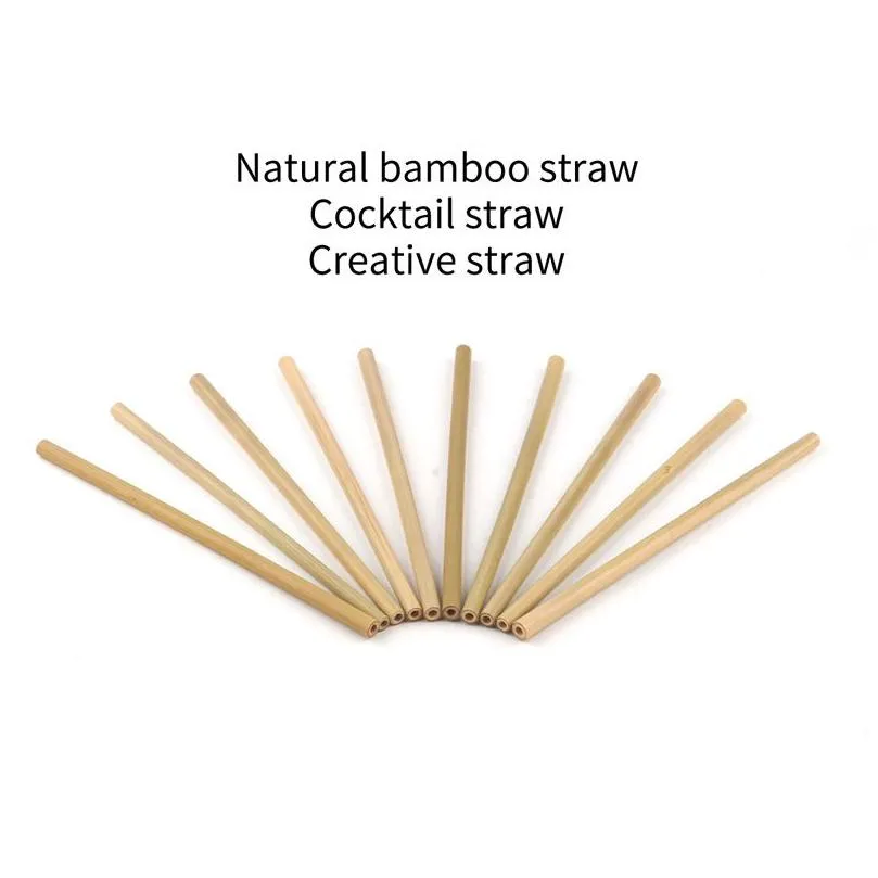 Drinking Straws Bamboo Sts Drinking St Reusable Eco Friendly Handcrafted Natural And Cleaning Brush 200Pcs Drop Delivery Home Garden K Dhu5P