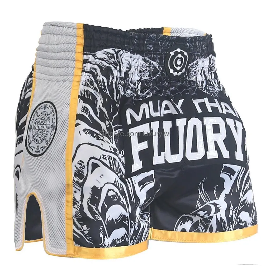 Other Sporting Goods Other Sporting Goods Fluory Muay Thai Shorts Combat Mixed Martial Arts Boxing Training Match Pants 230627 Drop De Dh2A8