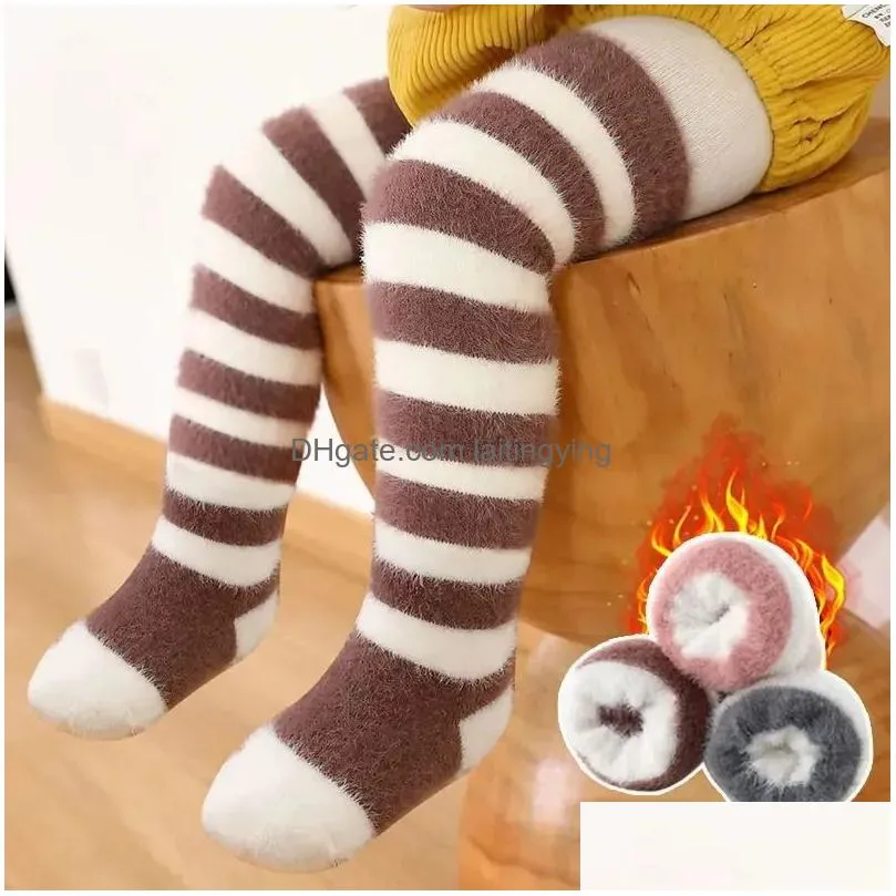kids socks winter thick warm plush baby stockings super soft knee high socks for born infant toddler boys girls long socks 0-3years old
