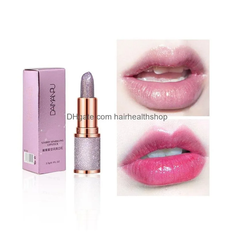 Lipstick Glitter Matte Lipstick Waterproof Long Lasting Temperature Change Diamond Non Stick Red Pink Lip Tint Makeup Cosmetic Drop De Dh0Dj