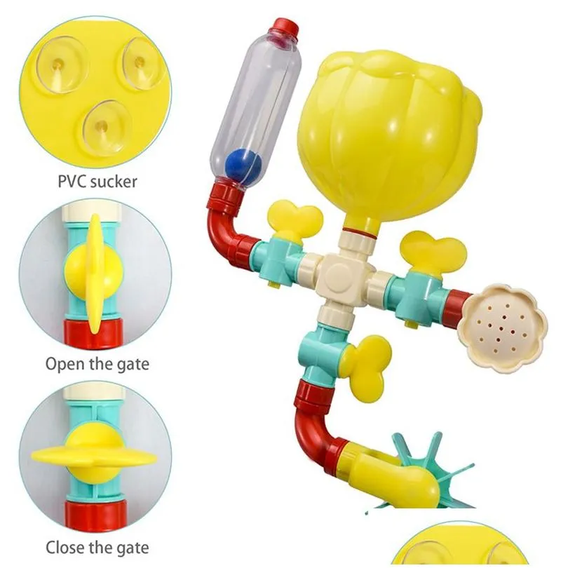 Bath Toys QWZ DIY Montessori Children Water Spray Rotating  Game tub Toy For 1 To 4 Year Old Baby Kids Gift 221118