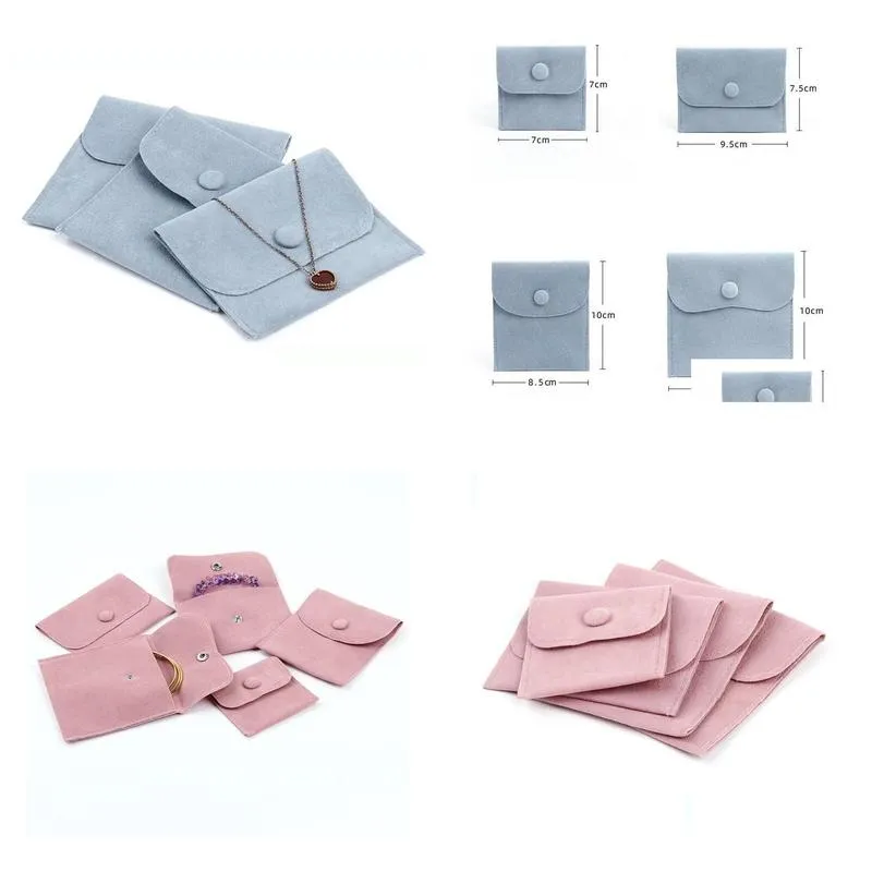 Jewelry Pouches, Bags Jewelry Gift Packaging Envelope Bag With Snap Fastener Dust Proof Jewellery Pouches Made Of Pearl Veet Pink Blue Dhkh5