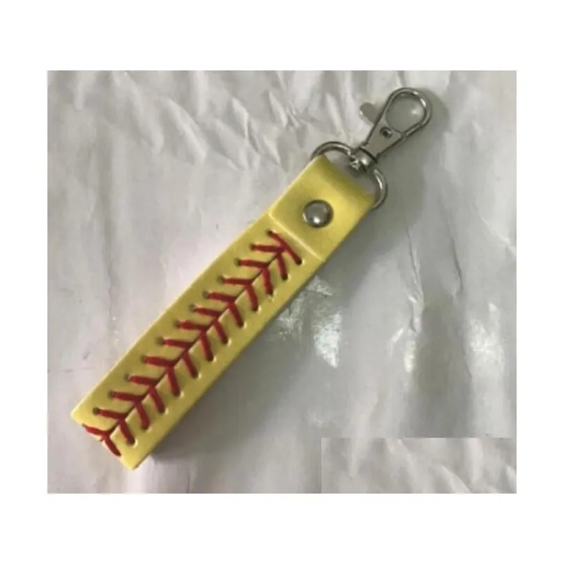 leather Sport Accessories baseball keychain softball baseball Sport rope lanyard necklace Keychain for ID Card Cell Mobile phone