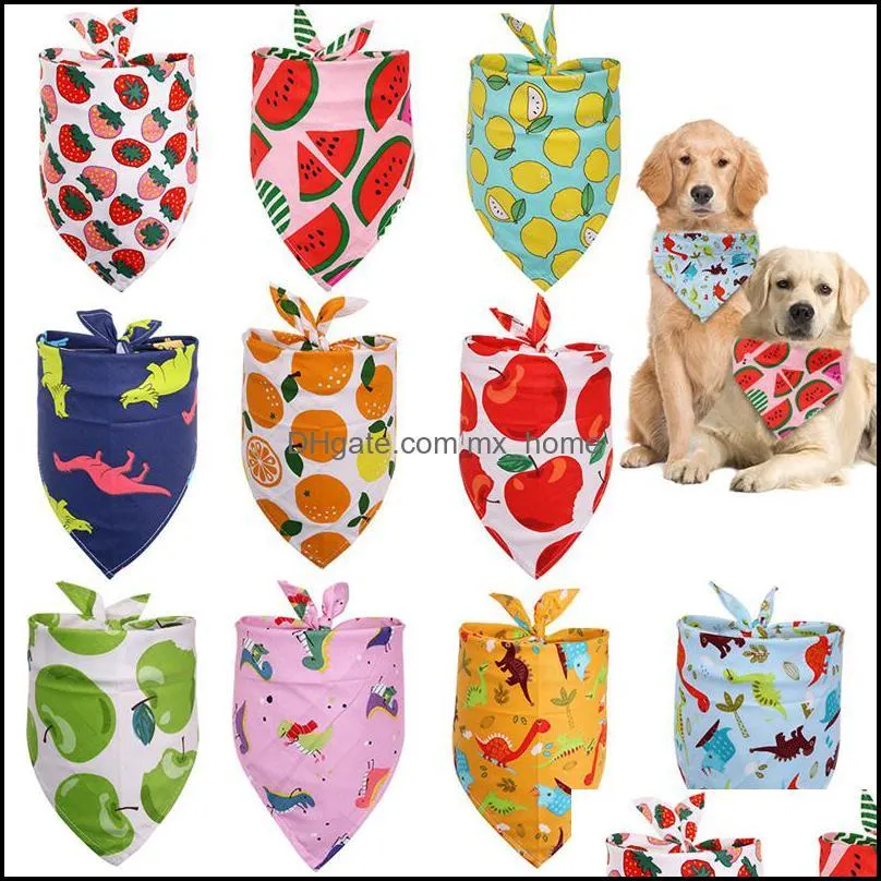 dog apparel cotton dogs bandana puppy triangle scarfs cats bibs fruit dinosaur pattern pet accessories summer style xbjk2106