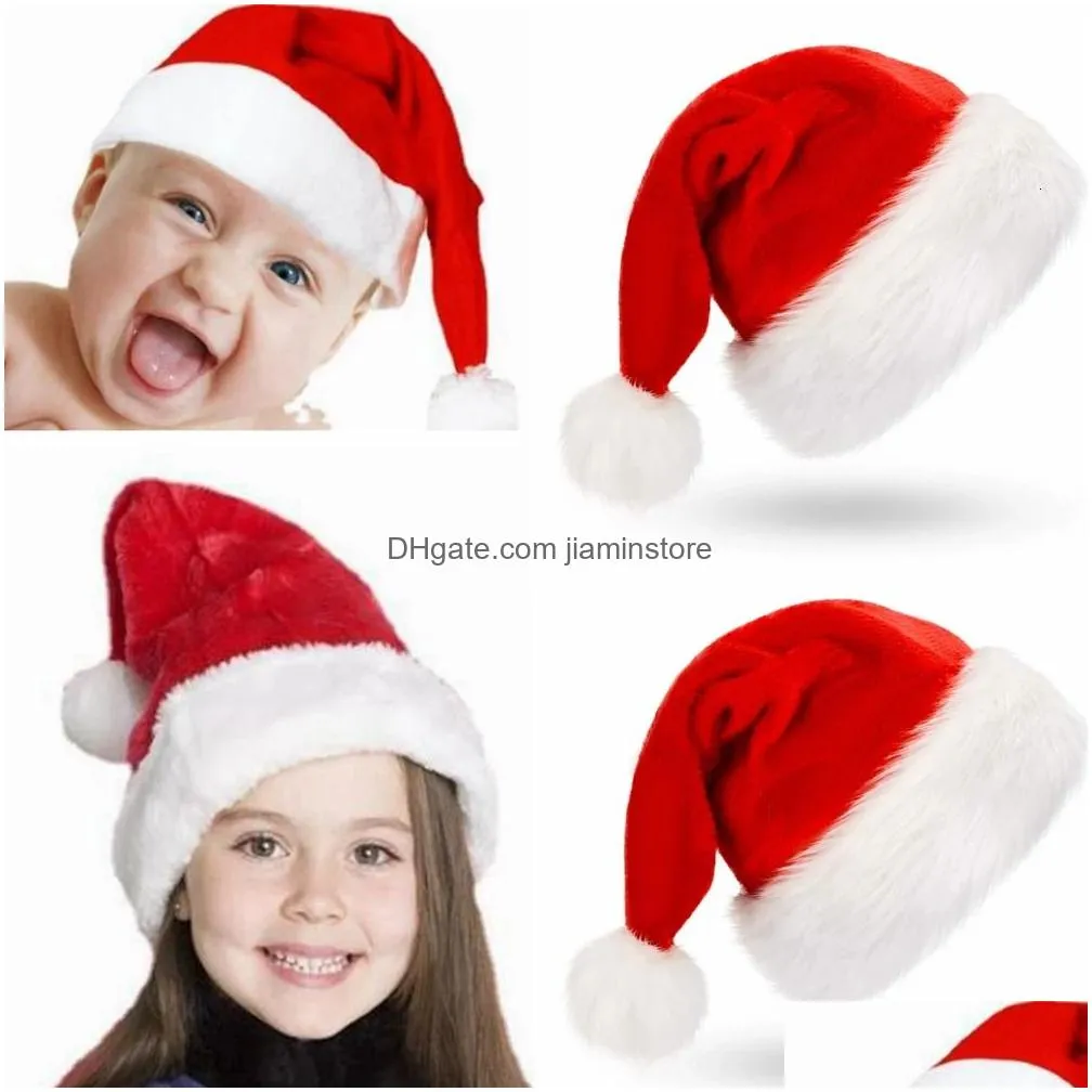Beanie/Skull Caps Beanieskl Caps Year 2024 Plush Christmas Hat Adts Kids Decorations For Home Xmas Santa Claus Gift Warm Winter Navida Dhuxa