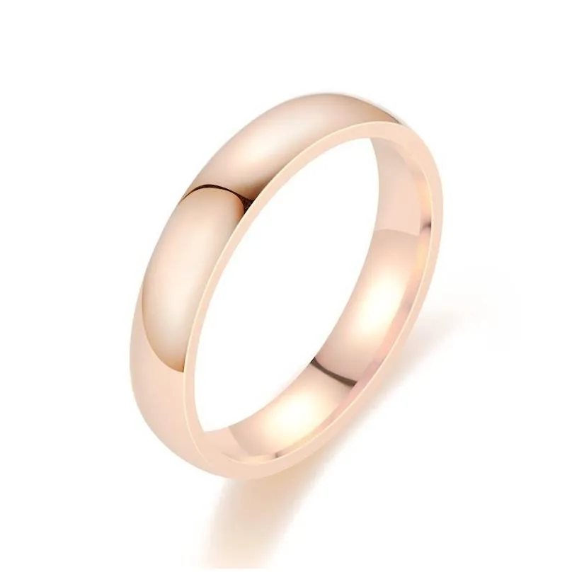 Band Rings Fashion Women Mens Ring 4Mm Stainless Steel For Jewelry Men Rings Sier Gold Black Valentines Day Couple Color Wholesale Dro Dhkil