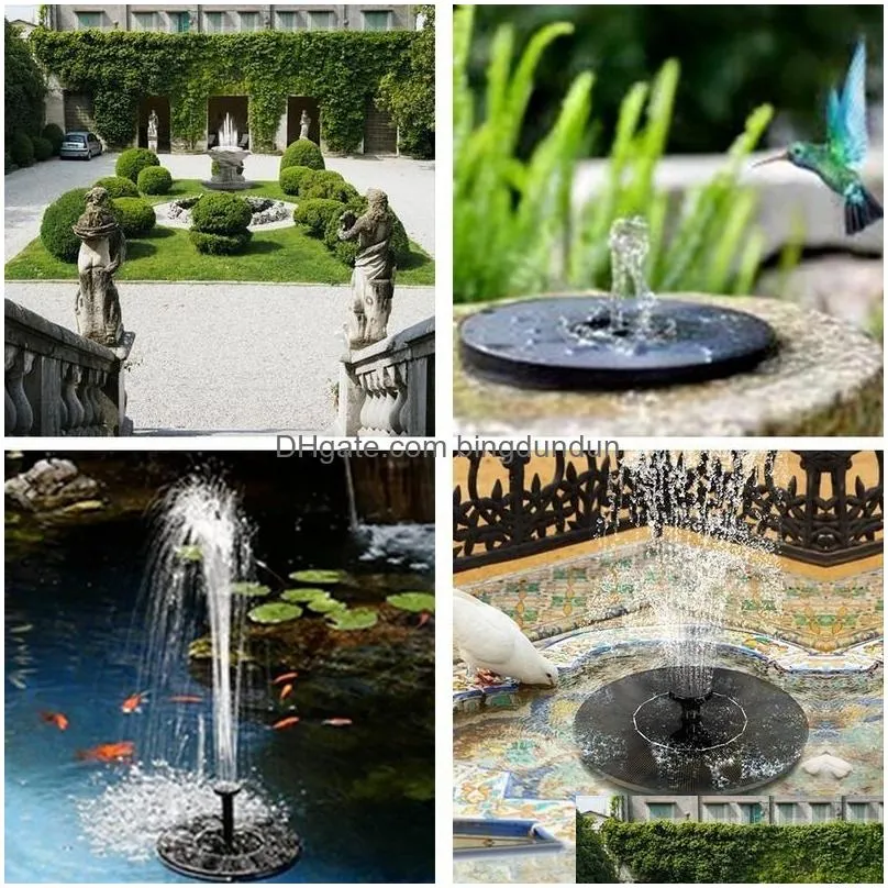 Garden Decorations Garden Decorations Mini Solar Water Fountain Pool Waterfall Decoration Outdoor Bird Bath Powered Floating Courtyard Dh2Bq