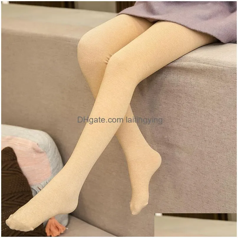 kids socks winter warm thicker strip plush pantyhose baby girl leggings ballet dance children velvet white 221102