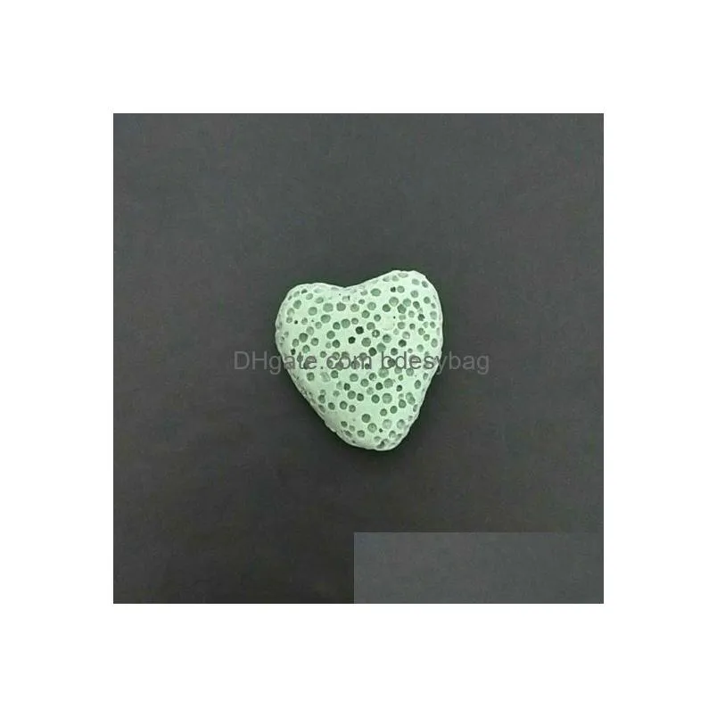 Charms Mti-Colored 20Mm Heart Shape Natural Lava Rock Stone Beads Diy  Oil Diffuser Pendants Jewelry Necklace Earrings Making Dhwdk