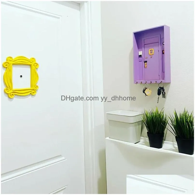 bathroom shelves tv program friends key holder monicas door wooden purple home decoration wall hanging storage tool