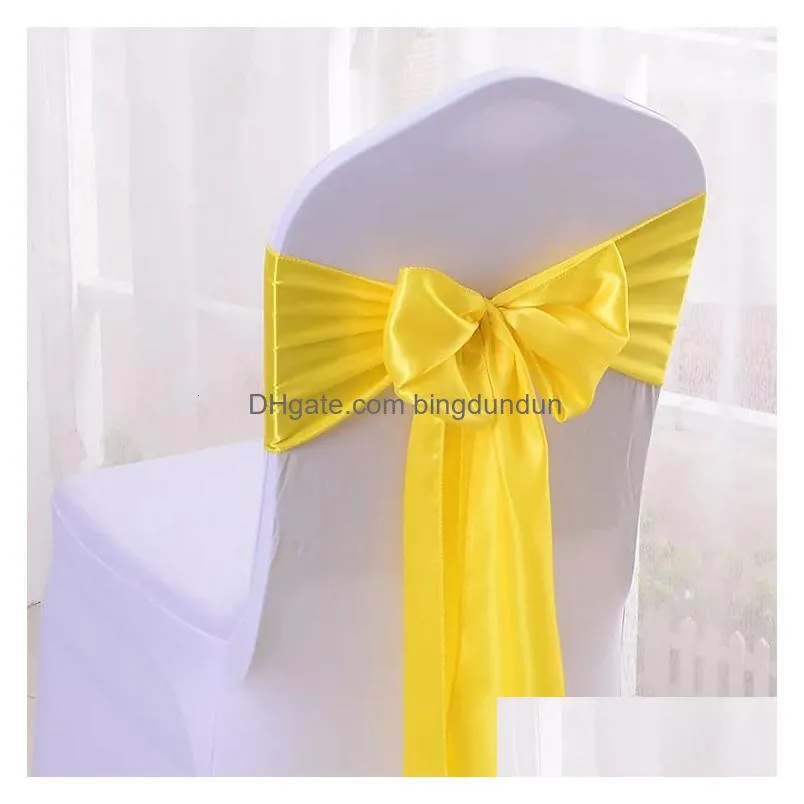 Sashes Sashes 1Pc Satin Chair Bow Wedding Indoor Outdoor Ribbon Butterfly Ties For Party Event El Banquet Decorations Soft 231018 Drop Dhhpd