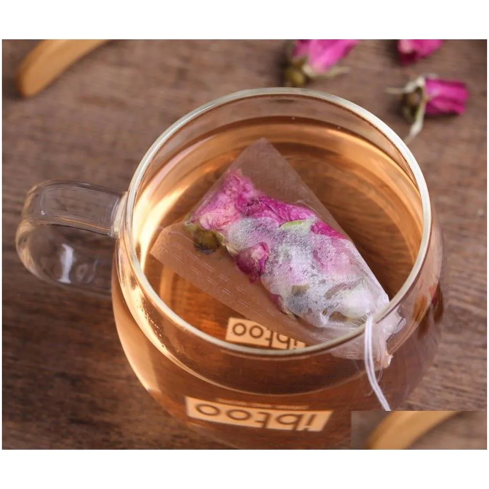 Coffee & Tea Tools Teabags 5.5 X 7Cm 8X10 Cm 7X9Cm Empty Scented Tea Bags Tools With String Heal Seal Filter Paper For Herb Loose Bols Dhsln
