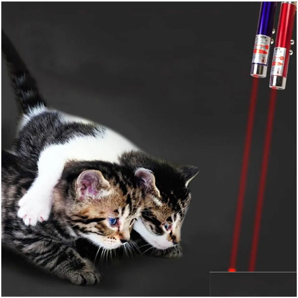 Cat Toys Mini Cat Red Laser Pointer Pen Funny Led Light Pet Toys Keychain 2 In1 Tease Cats Ooa3970 Supplies Drop Delivery Home Garden Dhb9S