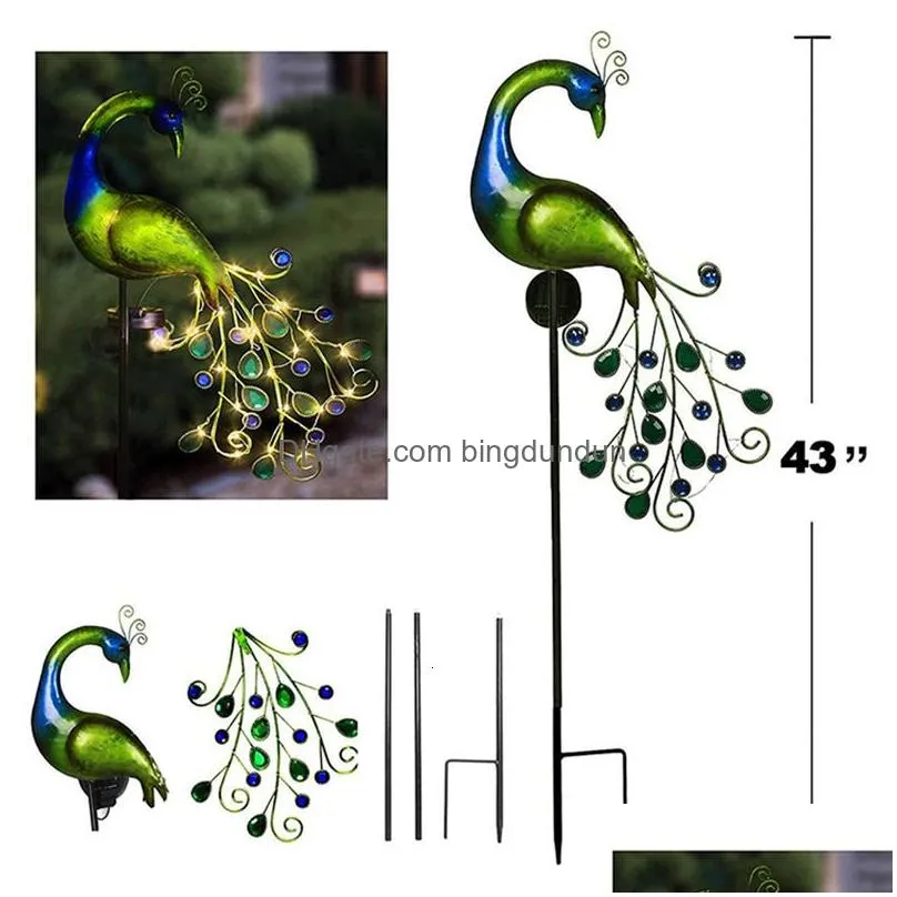 Garden Decorations Garden Decorations Solar Powered Led Lawn Light Peacock Waterproof Fairy Decor Lamp For Pavilion Yard Landscape Lig Dhxbr