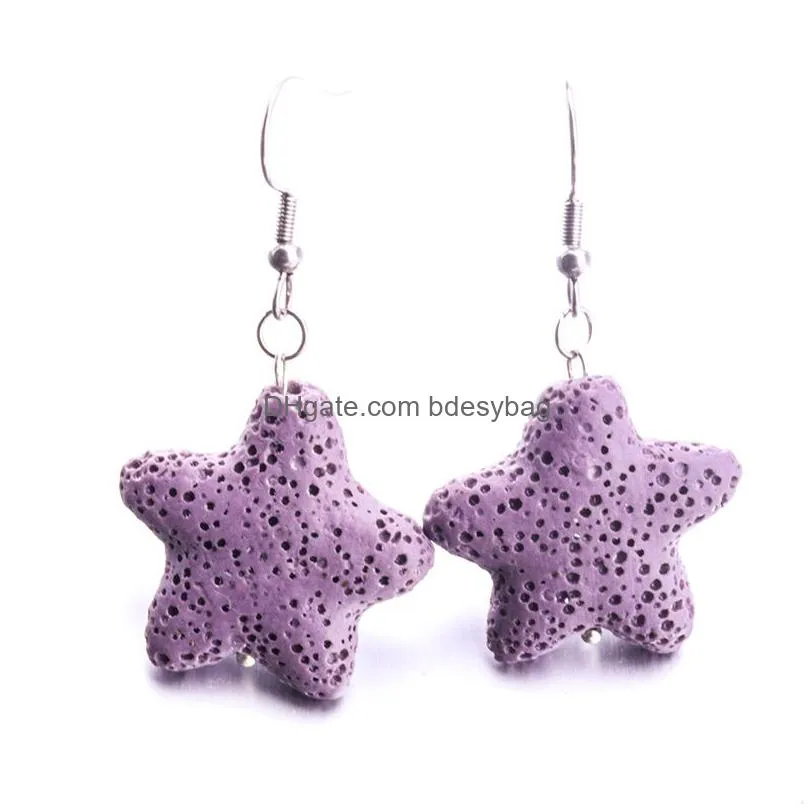 Dangle & Chandelier 11Colors Starfish Lava Stone Earrings Diy Aromatherapy Essential Oil Diffuser Dangle Earings Jewelry For Drop Deli Dhunr