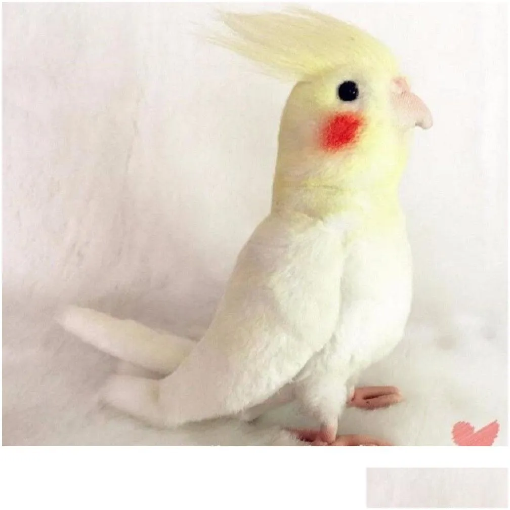 Lovely Bird Doll Simulated Cockatoo Plush Toy Black Cockatiel Yellow Parrots Stuffed Animal Creative Gifts for Kids Y200104