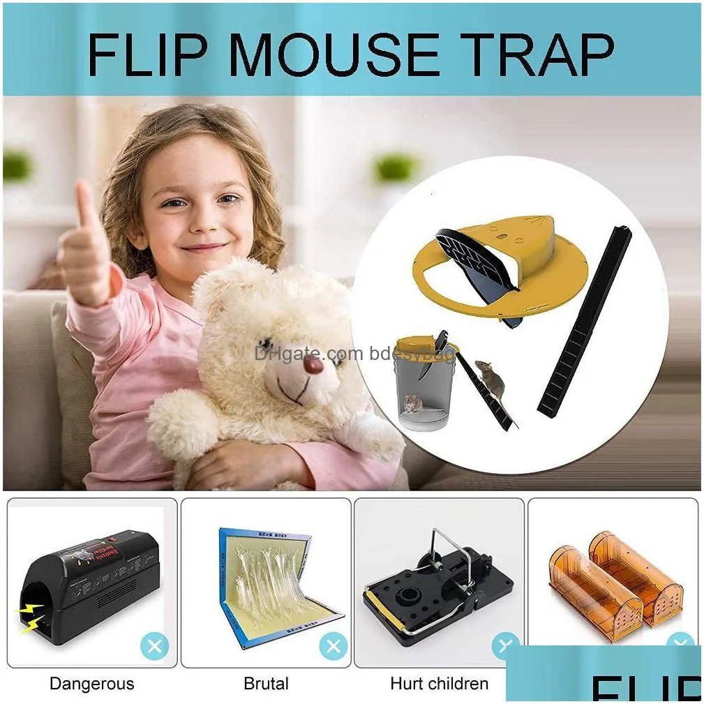 other garden supplies mice trap reusable smart slide bucket lid mouse rat humane or lethal auto reset door style multi catch 230110