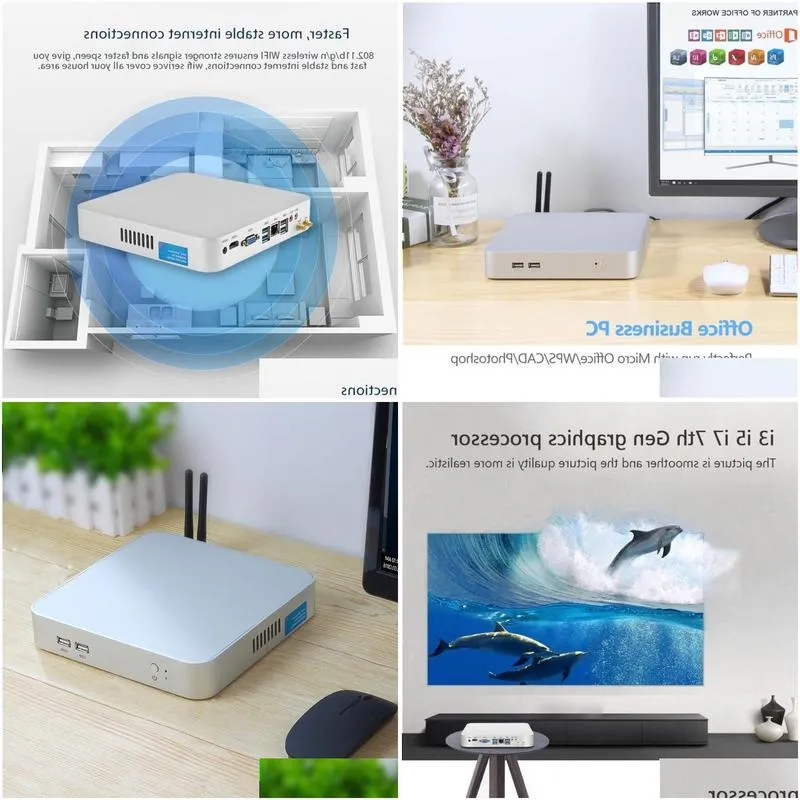 Freeshipping 7th Gen Mini PC Core i7 7500U i5 7200U Intel HD Graphics 620 Windows Desktop Wifi HD-MI 6*USB Gaming Mini Computer minipc