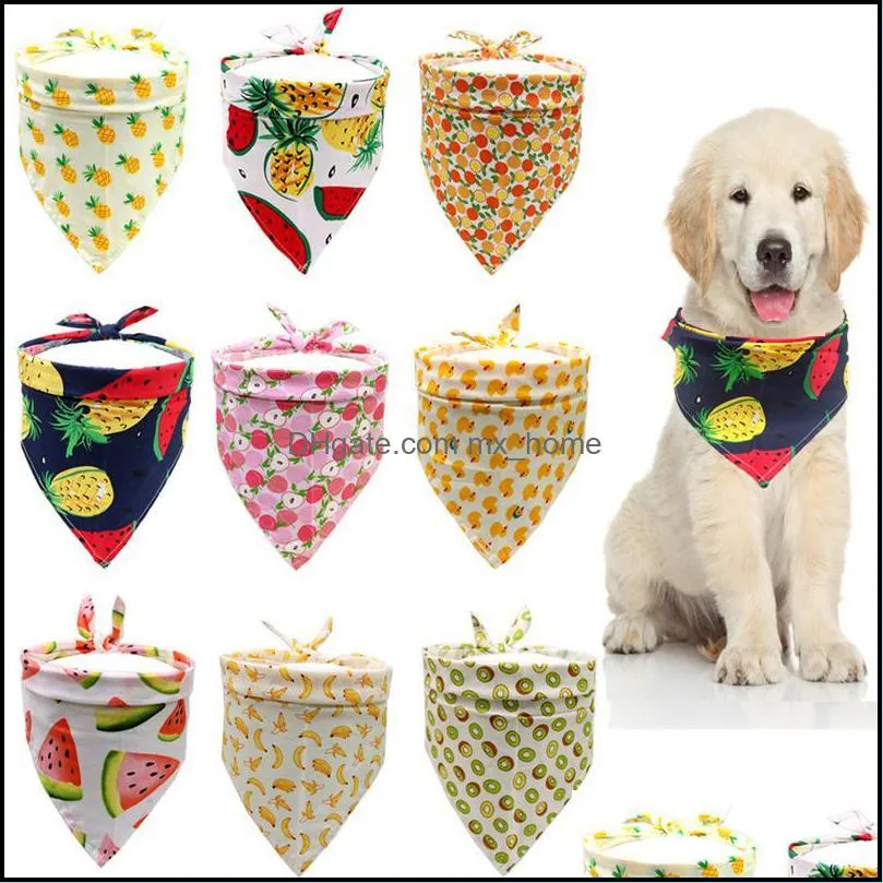 dog apparel cotton dogs bandana puppy triangle scarfs cats bibs fruit dinosaur pattern pet accessories summer style xbjk2106