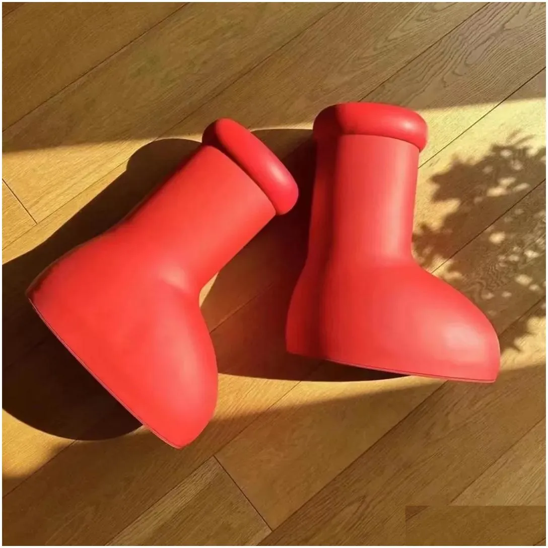 Designer MSCHF Rain Boots big red boot Men Women Thick Bottom Non-Slip Booties Rubber Platform Bootie Fashion astro boy size 35-45
