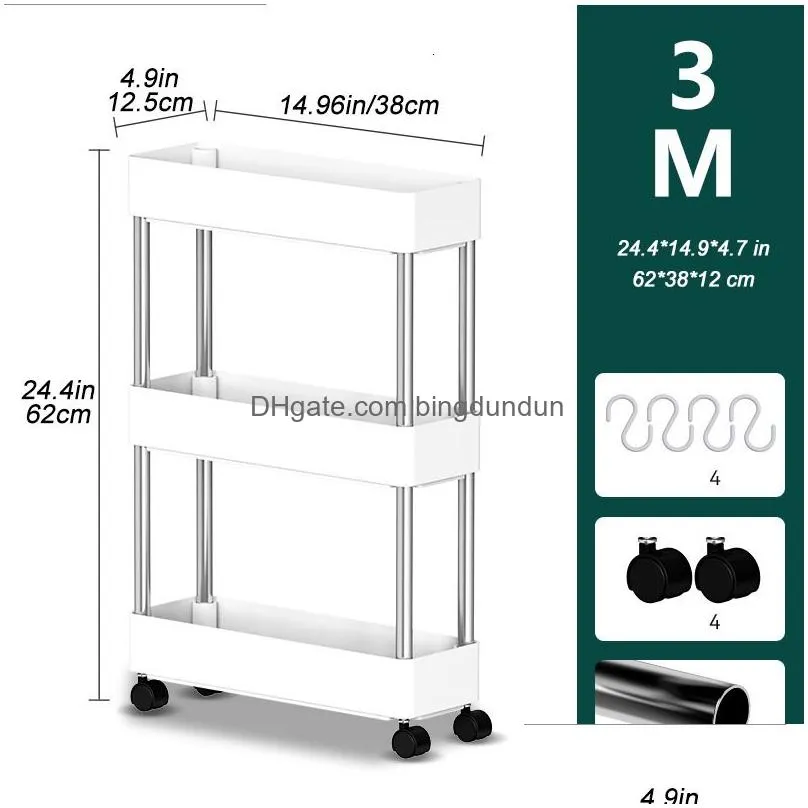 Storage Holders & Racks Storage Holders Racks Mobile Shelf Interspace Gap Kitchen Bathroom Fridge Side Seam Finishing 230307 Drop Deli Dhbkr