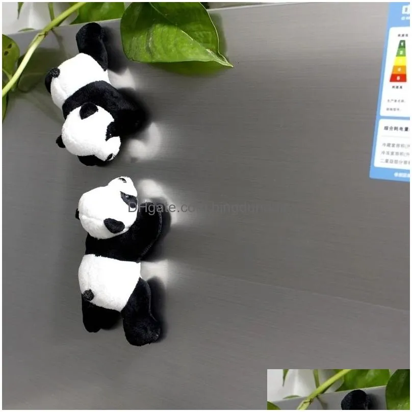 Fridge Magnets Fridge Magnets 1Pc Cartoon Cute Soft Plush Panda Strong Magnet Refrigerator Sticker Home Decor Souvenir Kitchen Accesso Dhisj