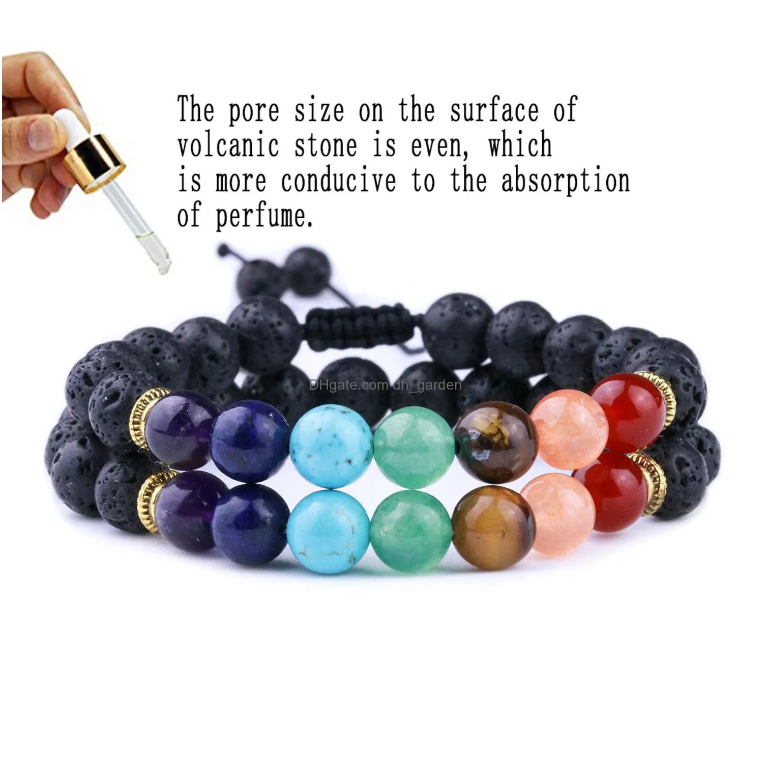 Charm Bracelets 8Mm Natural Stone Black Lava Weave 7 Chakra Healing Bracelets Aromatherapy Essential Oil Diffuser Bracelet F Dhgarden Dhzdu