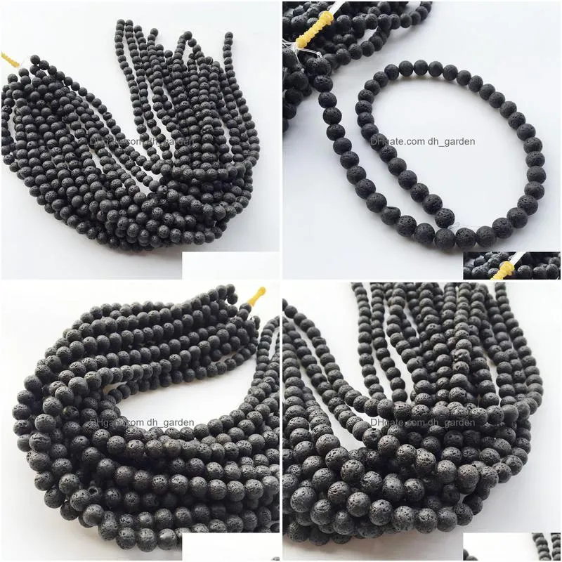 Charms 8Mm Natural Lava Rock Stone Beads Diy  Oil Diffuser Pendants Jewelry Necklace Earrings Making Drop Delivery Dhgarden Dhfux