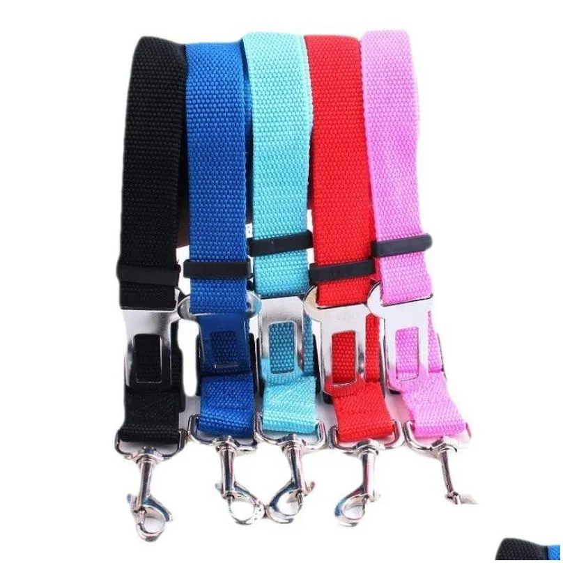 Dog Collars & Leashes Adjustable Pet Cat Dog Car Safety Seat Belt Harness Vehicle Seatbelt Lead Leash For Dogs 14 Colours Clipdog Seat Dhrak