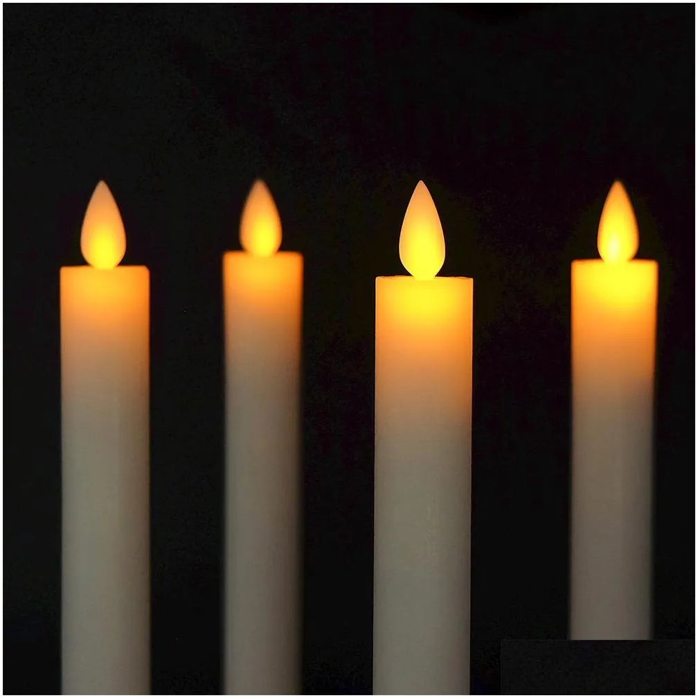 Flameless Candles Flickering Taper Candles Real Wax Flameless Taper Candles Moving Wick LED Candle with Timer and Remote Y200109