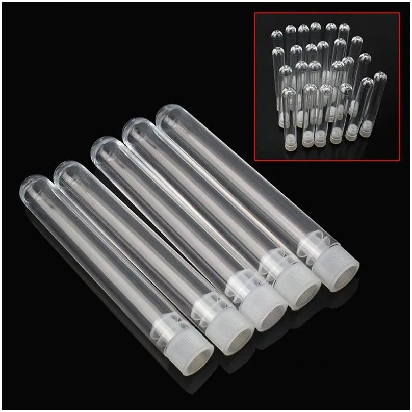 Storage Bottles & Jars Wholesale- Sae Fortion Clear Plastic Test Tube With Cap U-Shaped Bottom Long Transparent Lab Supplies 3 Sizes 2 Dhqdy