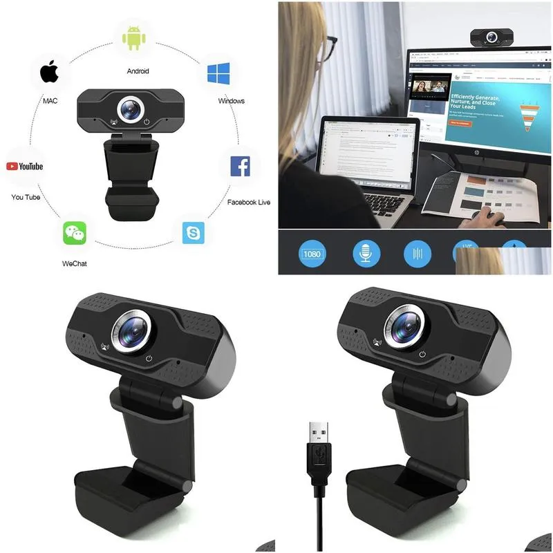 FULL HD 1080P Webcam PC Web Camera with Microphone X5 USB Webcams for Calling Live Broadcast Video Conference