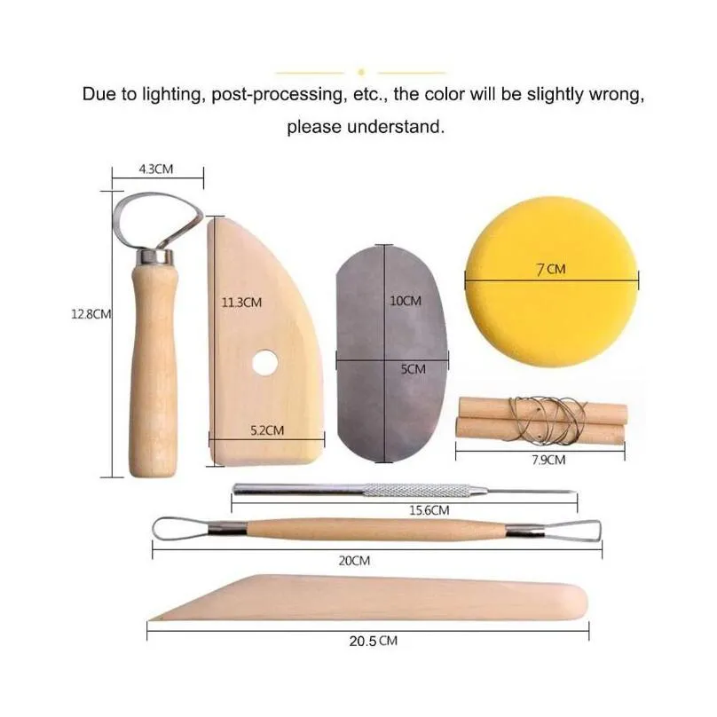 Craft Tools 8Pcs/Set Ceramic Y Tools Wooden Clay Wax Tool Kit Carving Scpting Modeling Craft Sset Drop Delivery Home Garden Arts, Craf Dhtjg