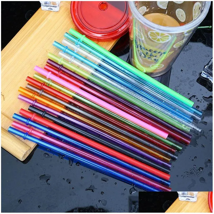 Drinking Straws Colored Reusable Drinking Sts As Plastic 9 Inch 230Cm Straight Kitchen Dining Bar Drop Delivery Home Garden Kitchen, D Dh4Bl
