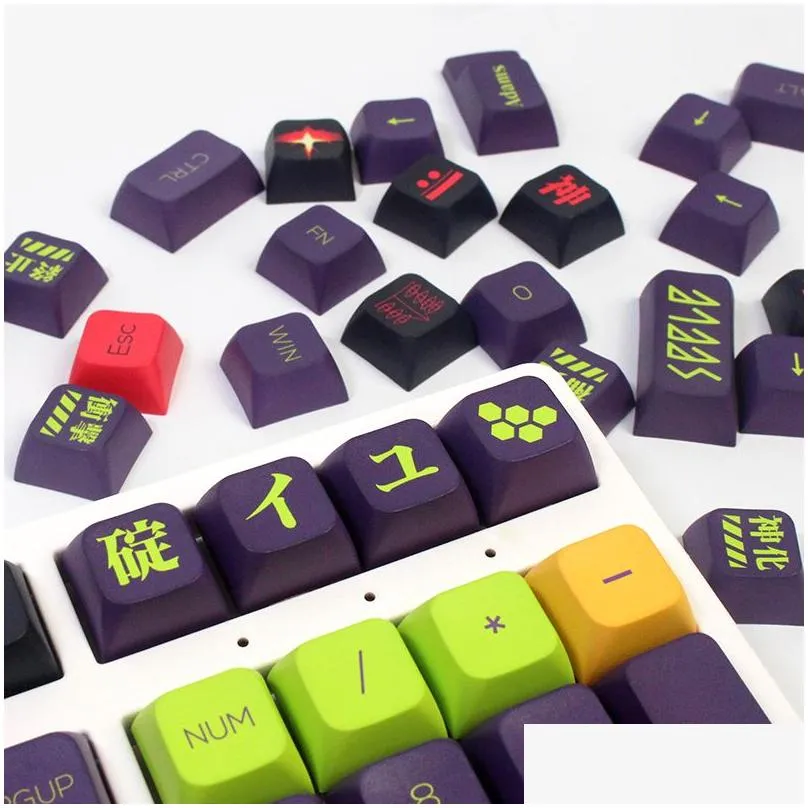 135 Keys/Set XDA Profile EVA-13 Japanese Key Caps DIY Custom PBT Purple Keycap for MX Switches Mechanical Gaming Keyboards