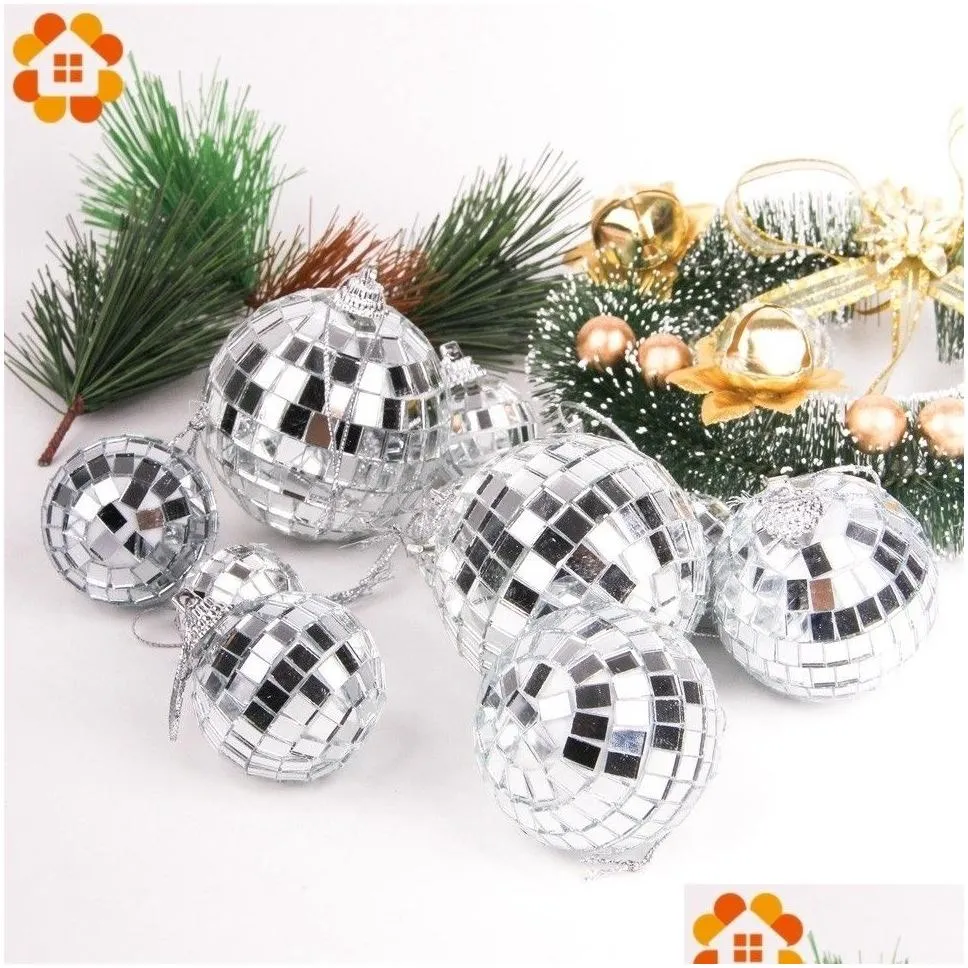 1Pack 3060mm Christmas Ball Xmas Tree Hanging Ornaments Mirror Glass Disco Pendants Bauble Home Party Decoration Y201020