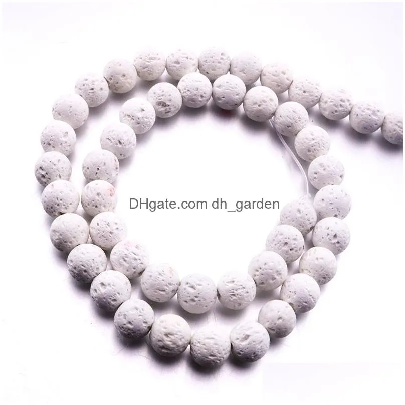 Charms 48Pcs/Lot 8Mm Colourf Lava Stone Volcanic Rock Round Loose Beads Ball Diy Essential Oil Diffuser Jewelry Bracelet Mak Dhgarden Dhk1B