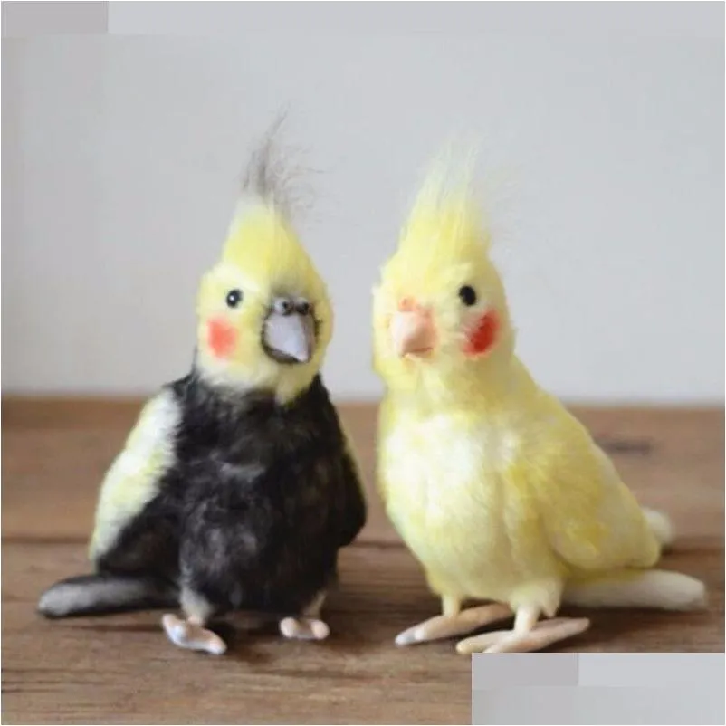 Lovely Bird Doll Simulated Cockatoo Plush Toy Black Cockatiel Yellow Parrots Stuffed Animal Creative Gifts for Kids Y200104