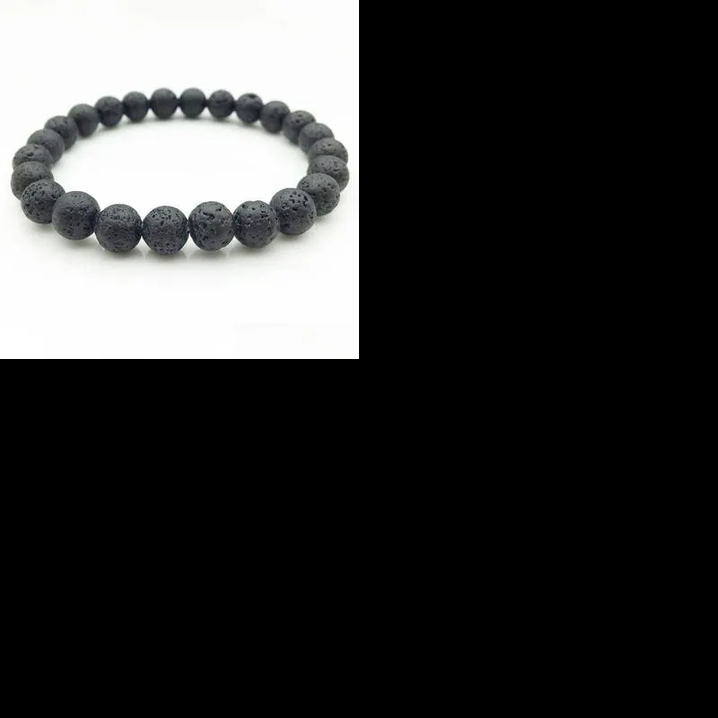 Charm Bracelets Fashion 8Mm Natural Black Lava Stone Bead Bracelet Aromatherapy Essential Oil Diffuser For Women Men Drop Delivery Jew Dhbtn