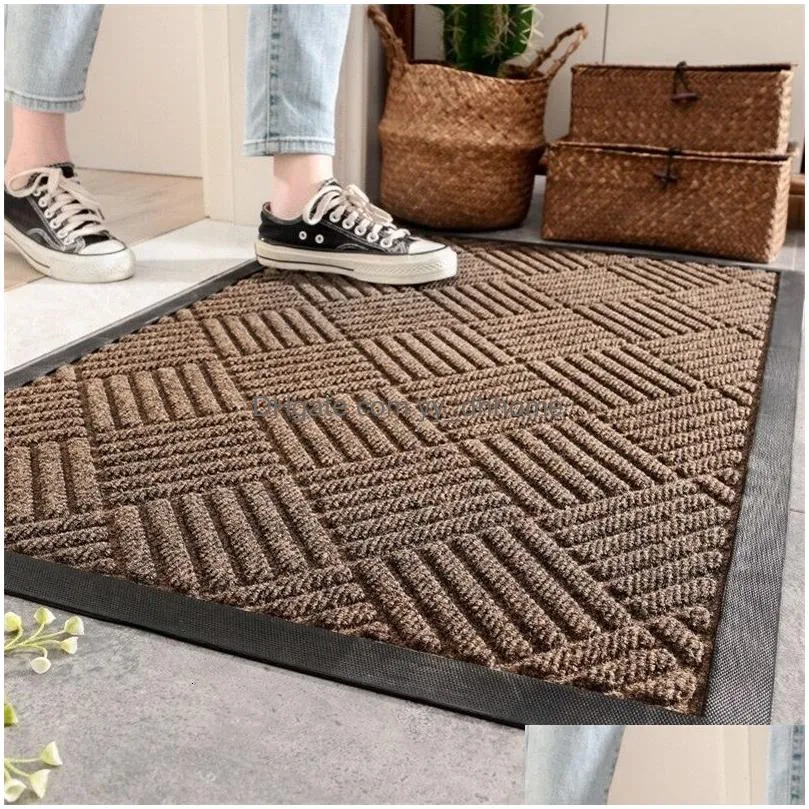 carpet rubber anti slip mat outdoor indoor dirt trapper dust absorbent strong durable entrance home nordic style door 231031