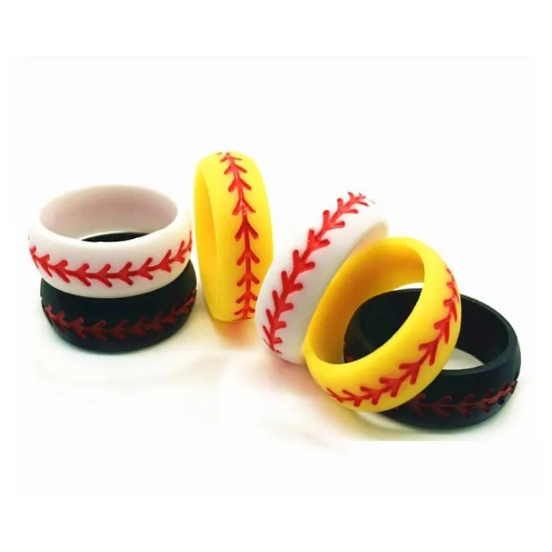 Silicone Wedding Ring for Men Baseball,3 Packs Comfortable Fit, 2.5 mm Thickness,from The Latest Artist Design Innovations to Leading Edge