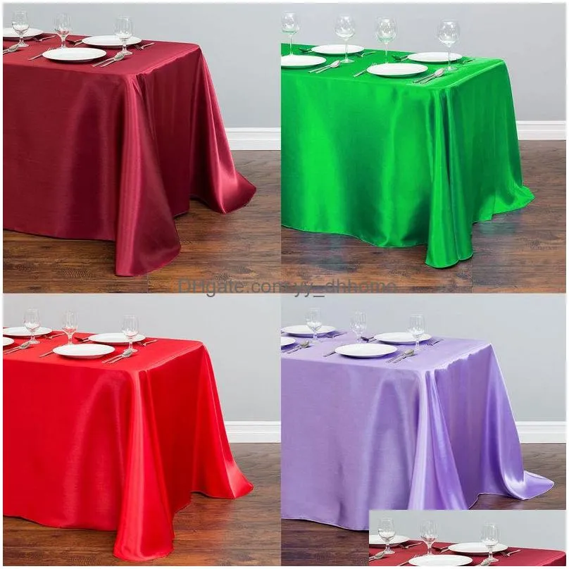 rectangle satin tablecloth cloth overlays wedding christmas baby shower birthday banquet decor home dining 220513