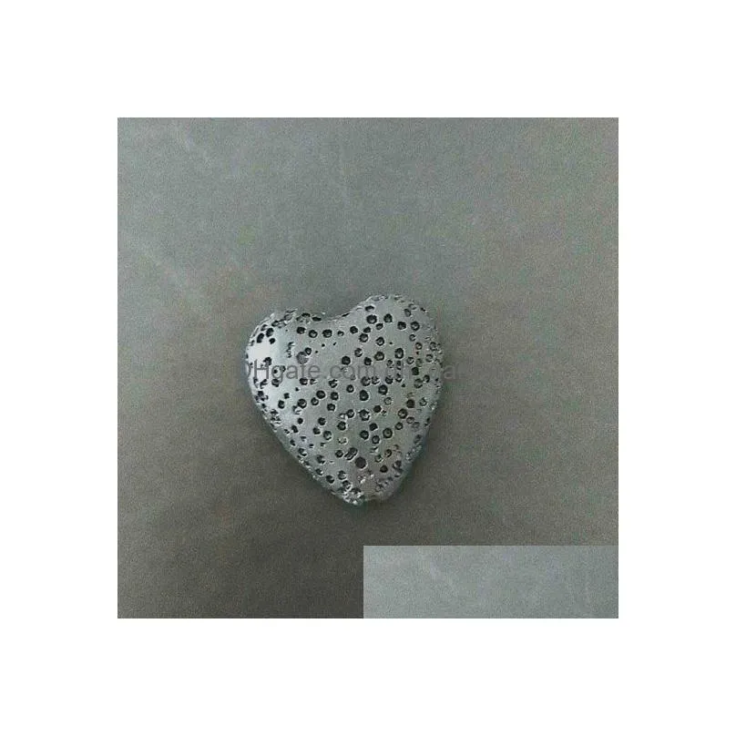 Charms Mti-Colored 20Mm Heart Shape Natural Lava Rock Stone Beads Diy  Oil Diffuser Pendants Jewelry Necklace Earri Dhgarden Dh80B